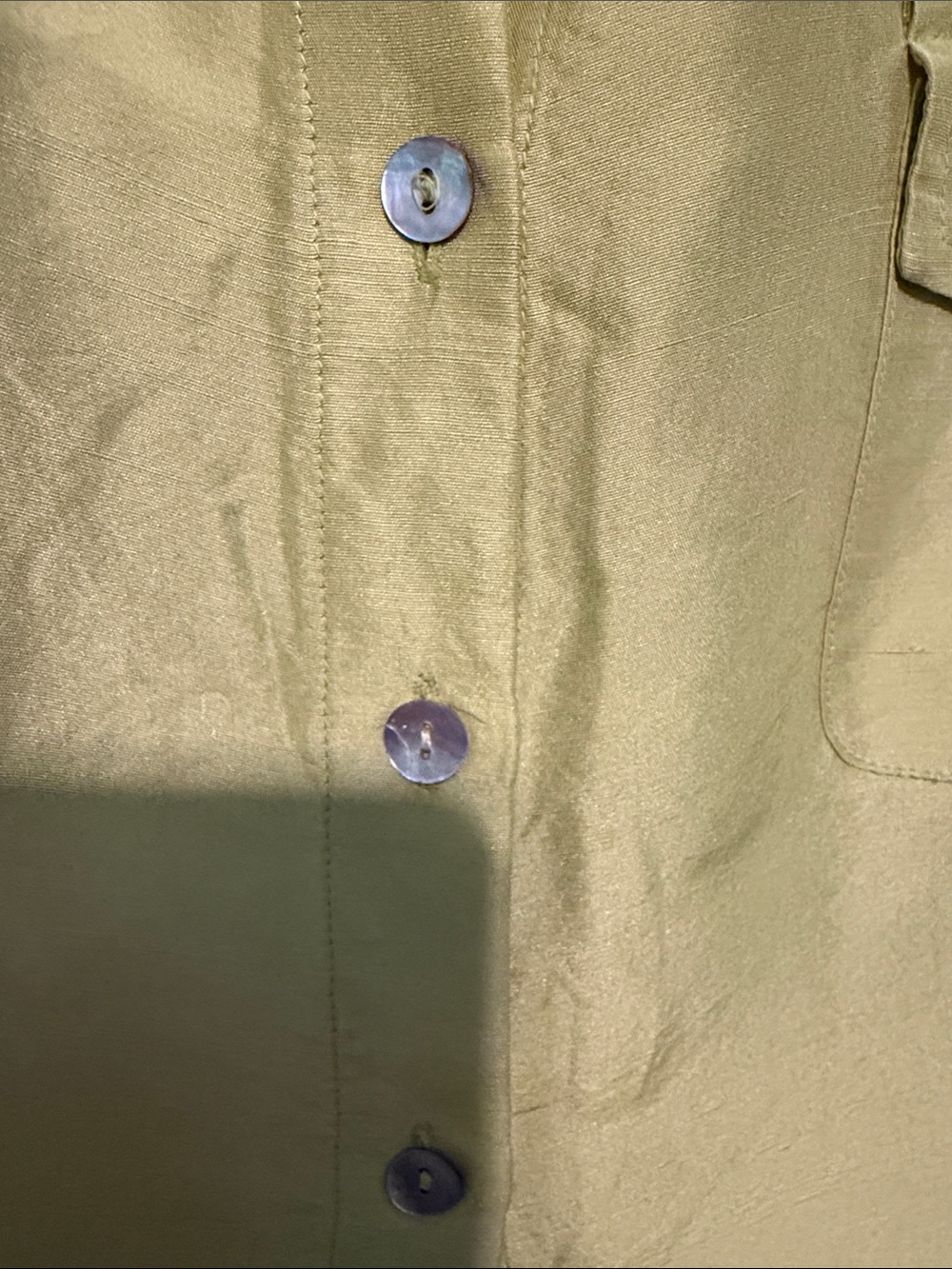 S.L.B. 100% Silk Button-Up Shirt in Lemon Yellow Vintage - Picture 6 of 6